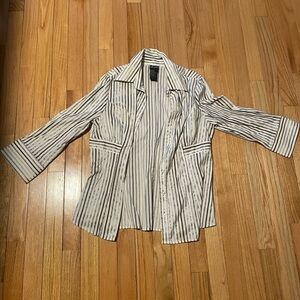 WILLI Smith Grey and White Striped Button Down Size Large